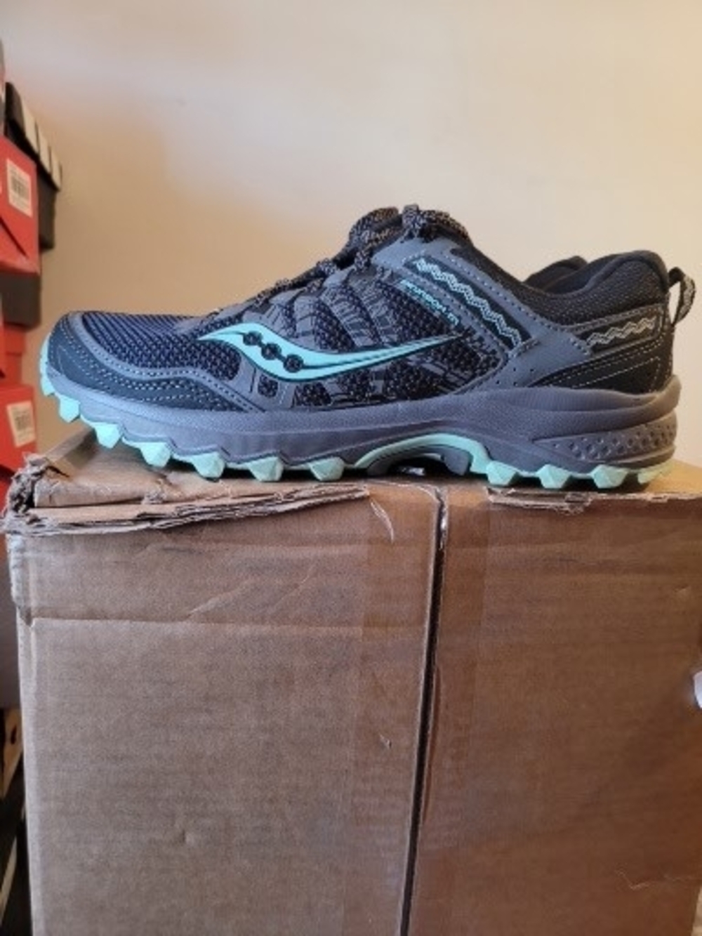 Saucony Women's Black Trail Runner with Mint Accents